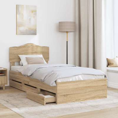 Ramka łóżka Dąb Sonoma 75 x 190 cm Drewno inżynieryjne