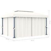 vidaXL Altana ogrodowa z zasłonami, 4 x 3 m, kremowa, aluminium
