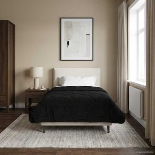 Letni Kołdra Czarny 140 x 220 cm Mikrofibra i Fleece Teddy