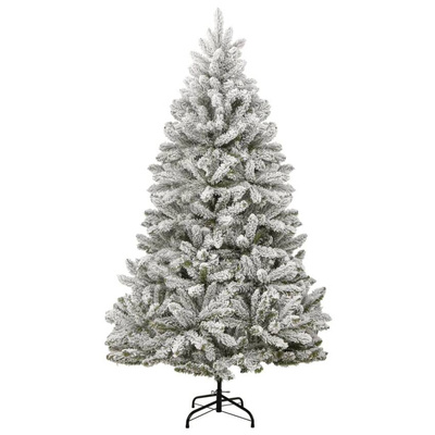 vidaXL Sztuczna choinka na zawiasach, 300 lampek LED i bombki, 240 cm