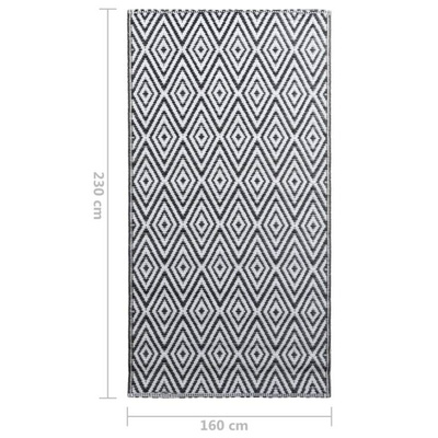 vidaXL Dywan na zewnątrz, biało-czarny, 160x230 cm, PP model standard