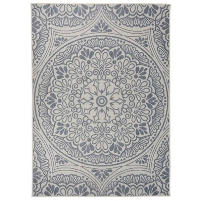 vidaXL Dywan zewnętrzny o płaskim splocie, 200x280 cm, niebieski wzór