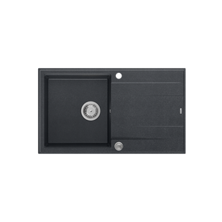 EVAN 111 GraniteQ zlewozmywak z syfonemPush 2 Open 1-komorowy z/o (860x500x210) black diamond / elementy stalowe