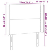 vidaXL Zagłówek do łóżka z LED, biały, 93x16x118/128cm, sztuczna skóra