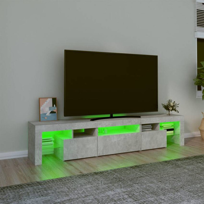 vidaXL Szafka pod TV z oświetleniem LED, szarość betonu 200x36,5x40 cm