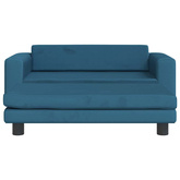 vidaXL Sofa dziecięca z podnóżkiem, niebieska, 100x50x30 cm, aksamit