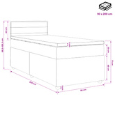 Łóżko kontynentalne z materacem Ciemny brąz 90 x 200 cm tkanina
