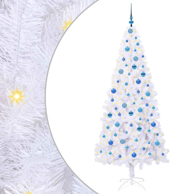Sztuczna choinka z 300 diodami LED Biały 210 cm PVC i stal