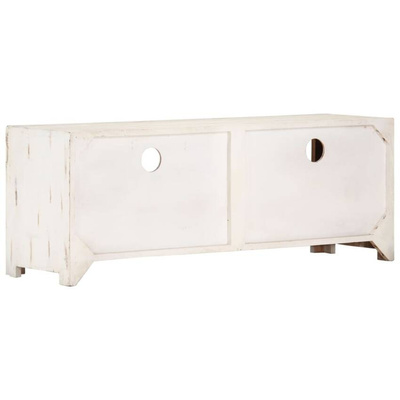 vidaXL Szafka pod TV z litego drewna akacjowego, 110x30x40 cm, biała