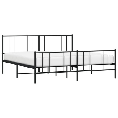 Metalowa rama łóżka z wezgłowiem i zanóżkiem, czarna, 200x200cm vidaXL