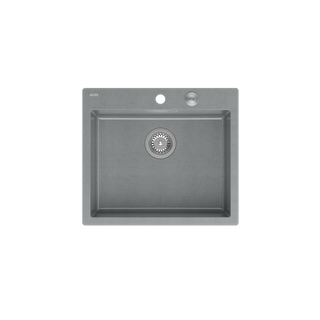MORGAN 110 GraniteQ zlewozmywak silver stone z syfonem Push To Open stal szlachetna 1-komorowy b/o + zaczepy 4 szt