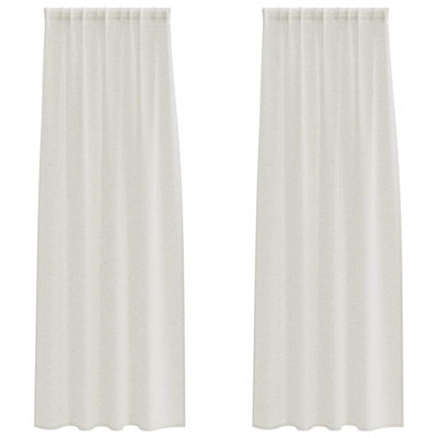 Firany Voile z zasłonami 2 pcs Kremowy 245 x 140 cm Poliester