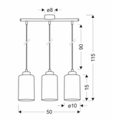 Aspra lampa wisząca czarny 3x60w e27 klosz bursztynowy