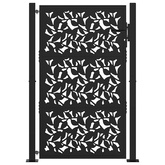 Brama ogrodowa czarna 100x150 cm stalowy wzór liścia