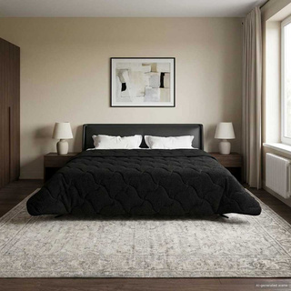 Letni Kołdra Czarny 200 x 200 cm Mikrofibra i Fleece Teddy