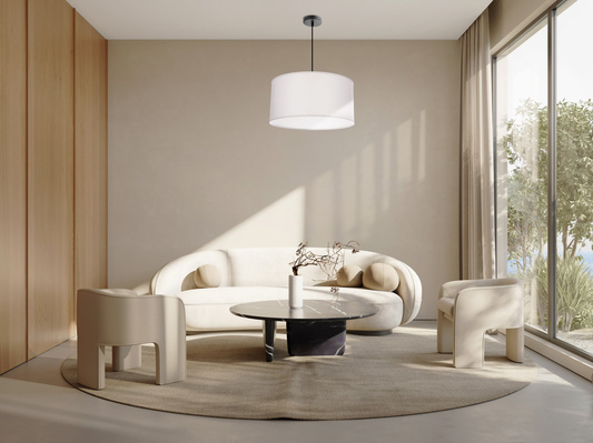 SHANTI lampa wisząca czarny 1x40W E27 abażur szary  31-38678