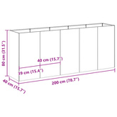 Doniczka Rusty 200x40x80 cm Stal nierdzewna