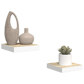 vidaXL Półki ścienne, 2 szt., dębowo-białe, 23 x 23,5 x 3,8 cm, MDF