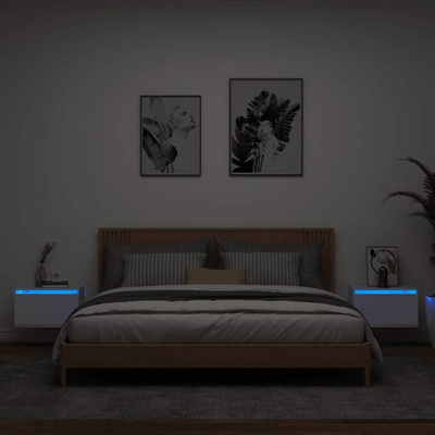 Wiszące szafki nocne z LED, 2 szt., białe vidaXL