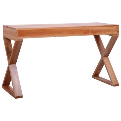 vidaXL Biurko komputerowe, naturalne, 132 x 47 x 77 cm, lity mahoń