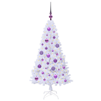 Sztuczna choinka z 150 diodami LED Biały 120 cm PVC i stal