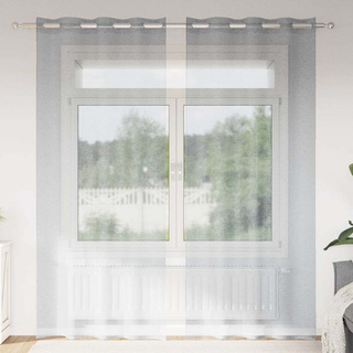 Firany Voile 2 pcs Ciemnoszary 225 x 140 cm Poliester