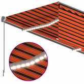 Ręcznie zwijana markiza z zasłoną zacieniającą i LED, 3x2,5 m