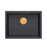 LOGAN 100 GraniteQ zlewozmywak black diamond 59,5x45,1x21,5 cm 1-komorowy podwieszany z syfonem manualnym miedziany