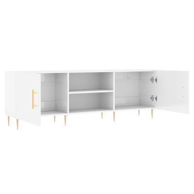 vidaXL Szafka pod TV, wysoki połysk, biała, 150x30x50 cm