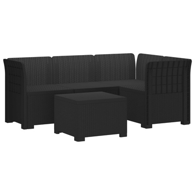 Sofa ogrodowa dla 4 osób w stylu rattanowym PP antracytowy