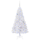 Sztuczna choinka z 150 diodami LED Biały 150 cm PVC i stal