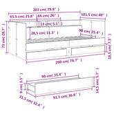 Łóżko dzienne z szufladami, bez materaca, białe, 90x200 cm model standard