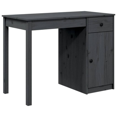 vidaXL Biurko, szare, 100x50x75 cm, lite drewno sosnowe