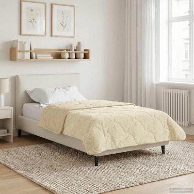 Letni Kołdra Kremowy 135 x 220 cm Mikrofibra i Fleece Teddy