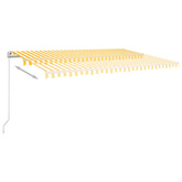 Ręcznie zwijana markiza z LED, 500x350 cm, żółto-biała