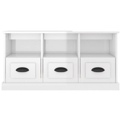 vidaXL Szafka pod TV, wysoki połysk, biała, 100x35x50 cm