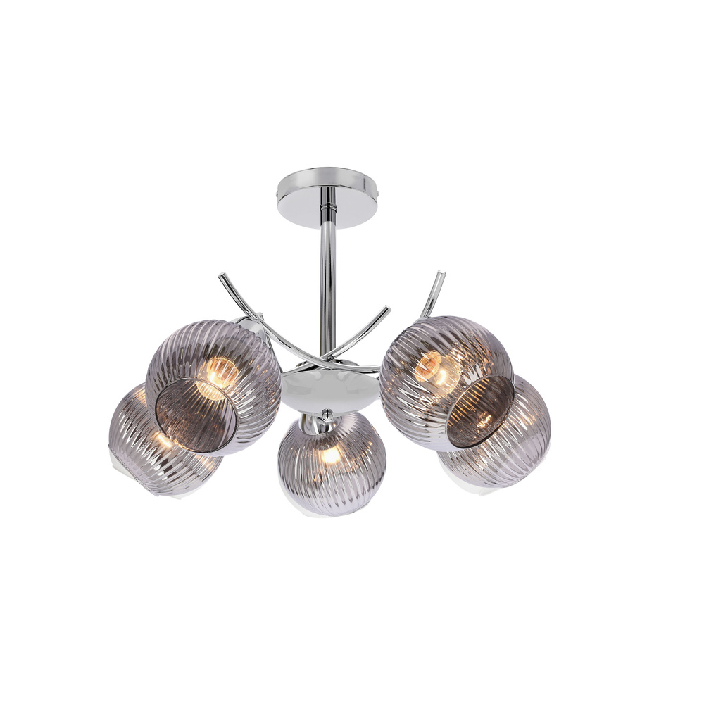 VINOTI lampa wisząca chromowy 5x40W E27 klosz grafitowy