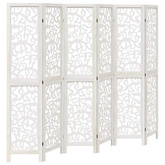 Parawan pokojowy, 6-panelowy, biały, lite drewno paulowni