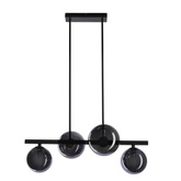 Lampa wisząca KAMA czarna w stylu dark japandi – z grafitowymi kloszami kulami – designerska lampa do salonu 4x G9 LED