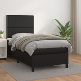 vidaXL Łóżko kontynentalne z materacem, czarne, ekoskóra 90x200 cm wariant 4