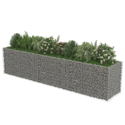 vidaXL Podwyższona donica gabionowa, galwanizowana stal, 450x90x100 cm