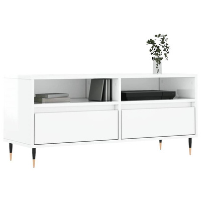 vidaXL Szafka pod TV, wysoki połysk, biała, 100x34,5x44,5 cm wariant 4