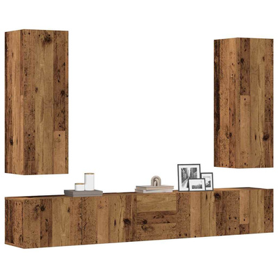 5-cz. zestaw szafek TV, stare drewno, materiał drewnopochodny