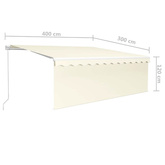 vidaXL Ręcznie zwijana markiza z zasłoną i LED, 4x3 m, kremowa