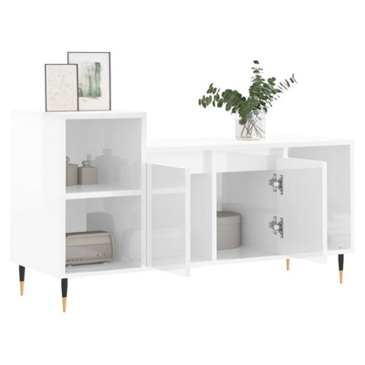 vidaXL Szafka pod TV, wysoki połysk, biała, 100x35x55 cm