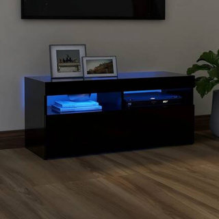 Szafka pod TV z oświetleniem LED, czarna, 90x35x40 cm vidaXL
