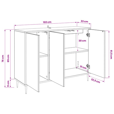 Bufet ZAANDAM Sonoma 102 x 33 x 75 cm Drewno inżynieryjne