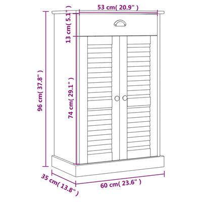na buty VIGO, 60x35x96 cm, lite drewno sosnowe Szafka