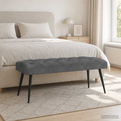 Ławka z guzikami ciemnoszary 110 x 40 x 46 cm Welur