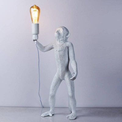 Lampa Stołowa Biała Małpa 55cm Abruzzo Cezar E27